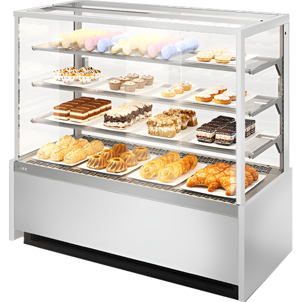 Витрина кондитерская Chilz VETE KUB 90 белый глянец, шлифованная нержавейка