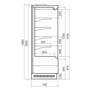 Горка холодильная Dazzl Vega 070 H195 Plug-in 125 фруктовая - Изображение 3