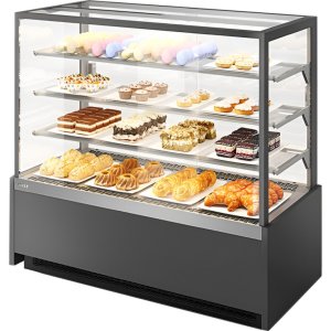 Витрина кондитерская Chilz VETE KUB LUX 130 серый матовый, шлифованная нержавейка