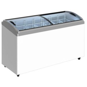 Ларь морозильный с гнутым стеклом CRYSPI ЛВН 600 Г (CF 600CQ) серый 7 корзин