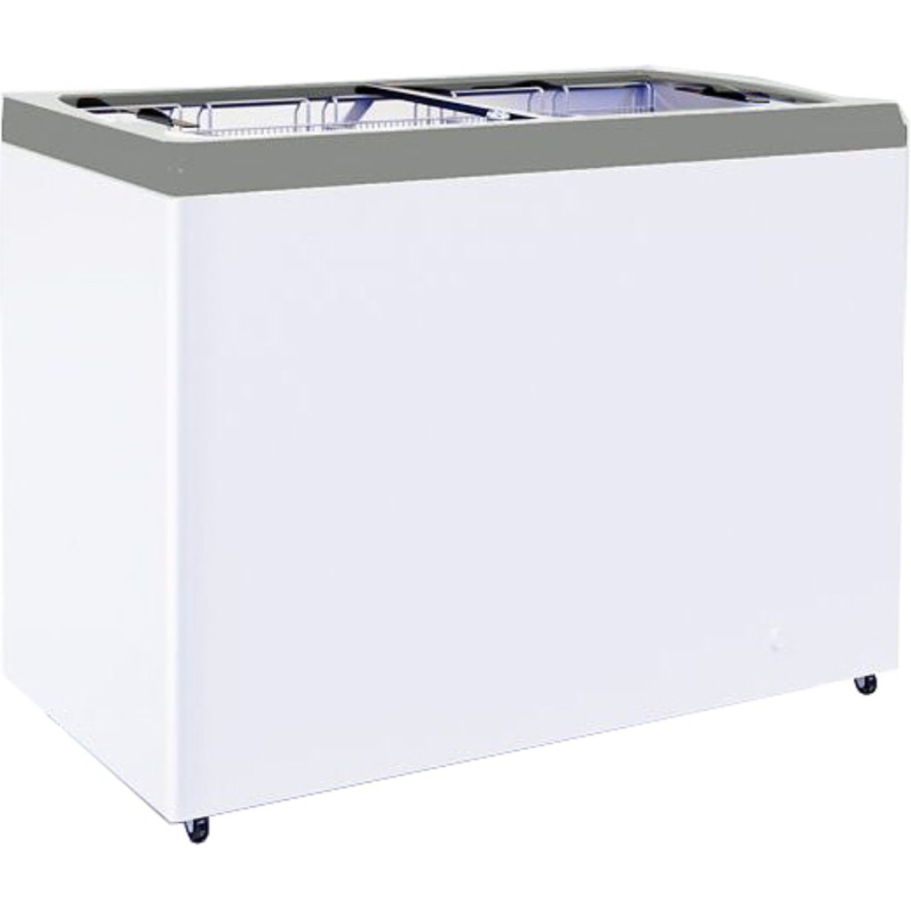 Ларь морозильный с прямым стеклом CRYSPI ЛВН 200 П (СF 200FQ) серый 3 корзины