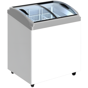 Ларь морозильный с гнутым стеклом CRYSPI ЛВН 200 Г (CF 200CQ) серый без корзин