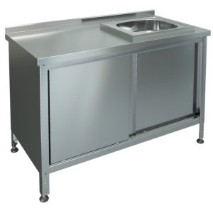 Стол-тумба производственный с мойкой МХМ СТКМП-1-1000*600 (мойка справа)